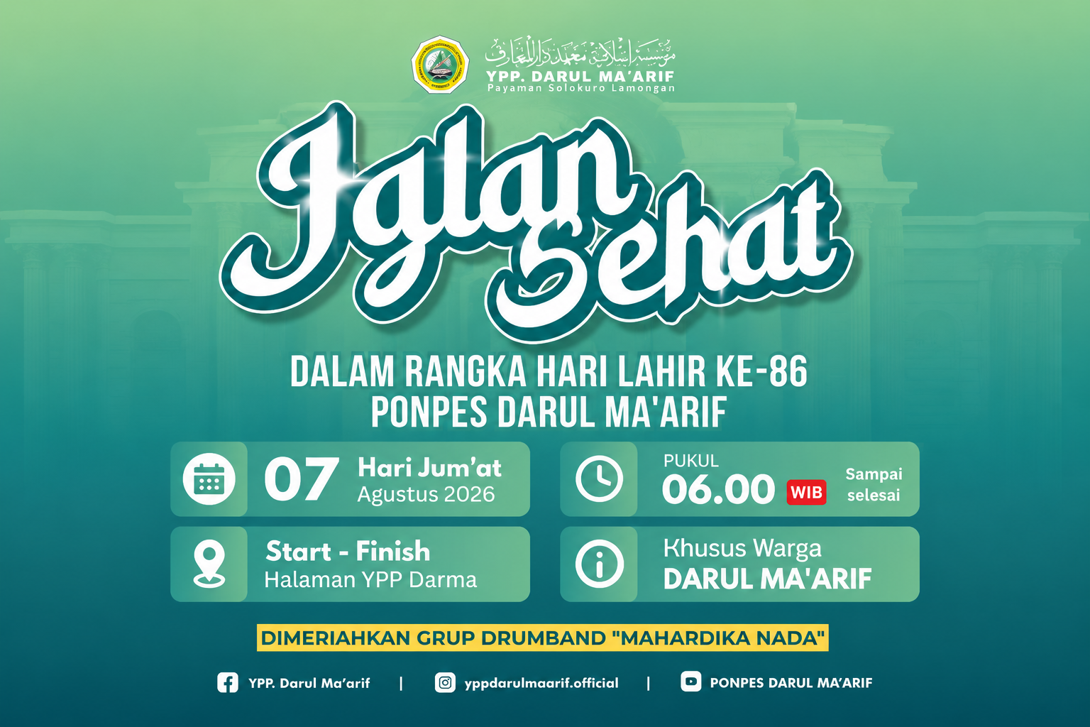 Semarak Jalan Sehat Meriahkan Hari Lahir ke-86 Pondok Pesantren Darul Ma’arif