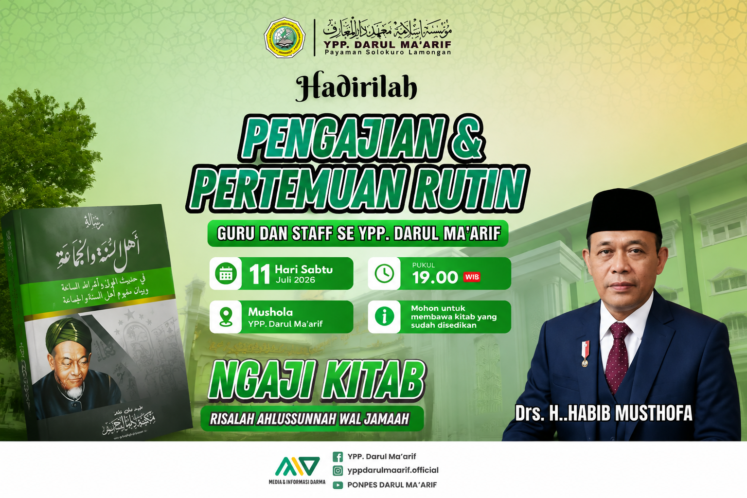 YPP Darul Ma’arif Gelar Pengajian dan Pertemuan Rutin Guru serta Staff